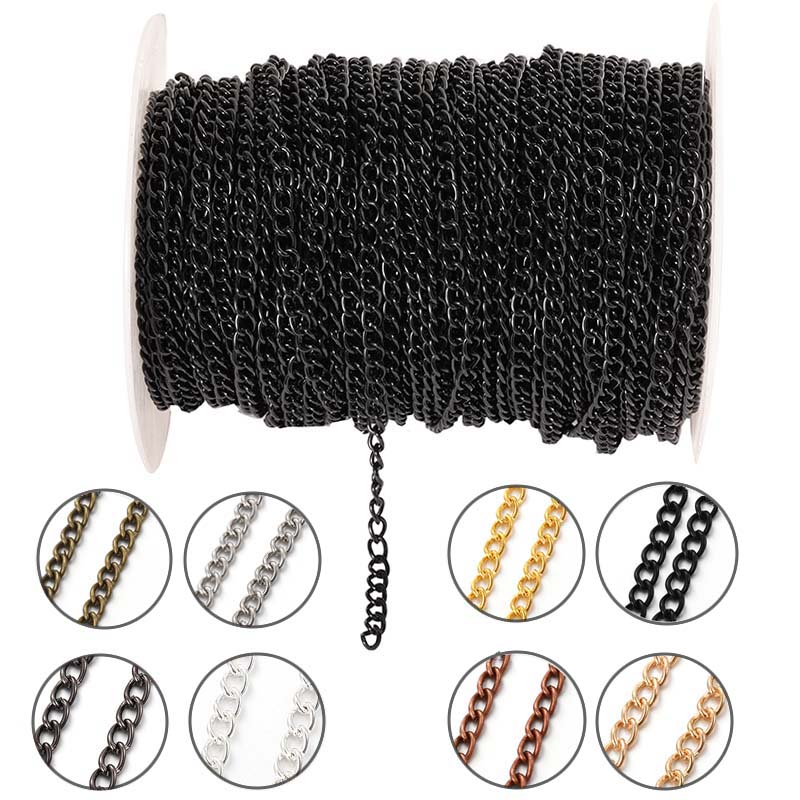 Body Jewelry For You - 2Meter 2.5/3.5/4.5mm Metalen Platte Ovale Verlengketting